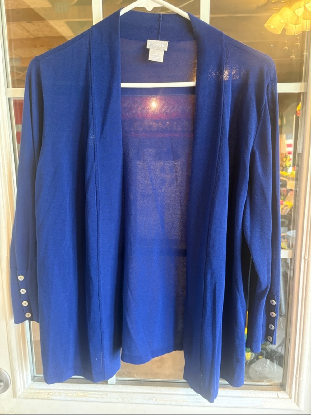 Chico's Open-Front Cardigan in Cobalt Blue
